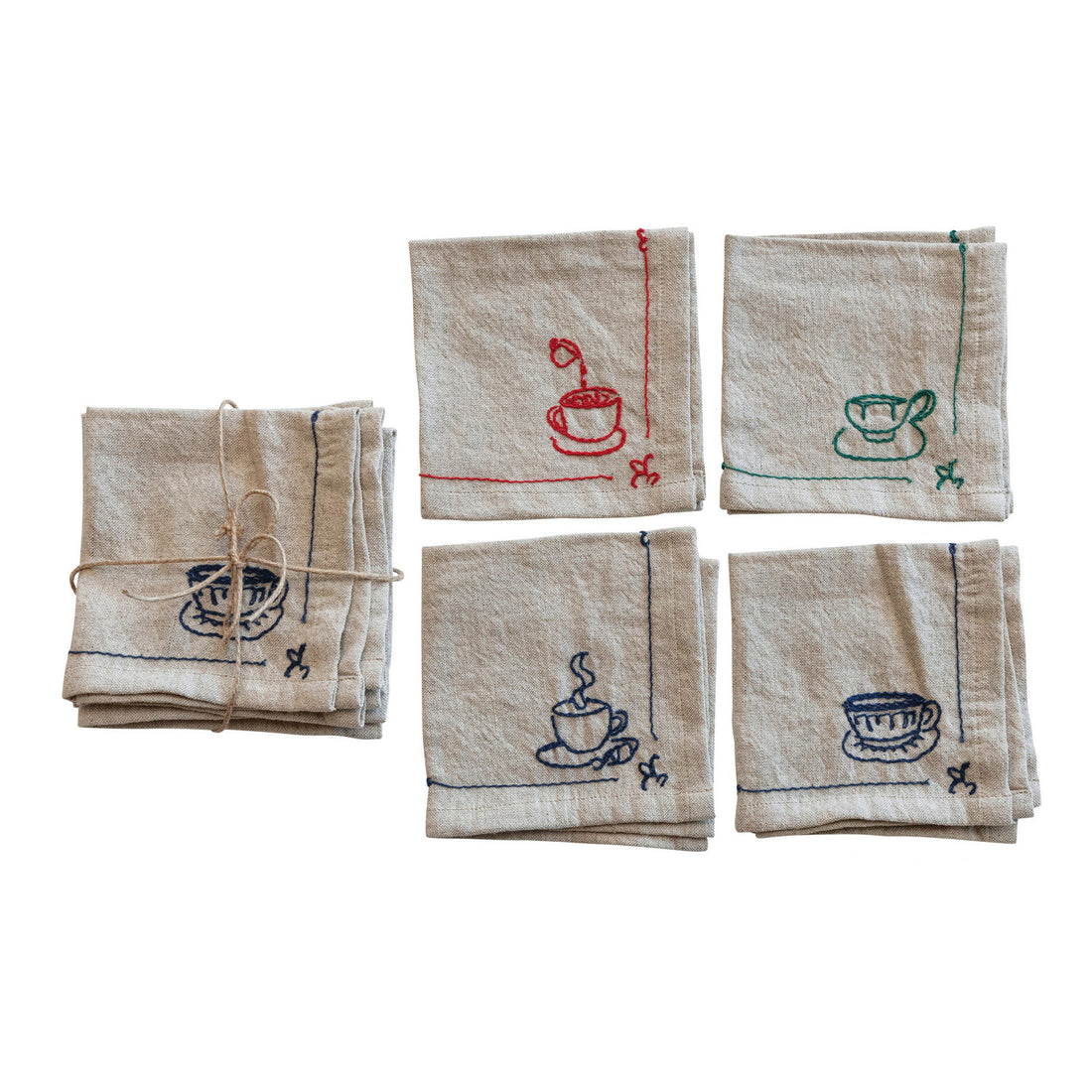 Woven Cotton &amp; Linen Cocktail Napkins, 3 Colors, Set of 4